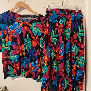 Sag Harbor Red and Blue A-line Maxi Dress Set for Resort Wear